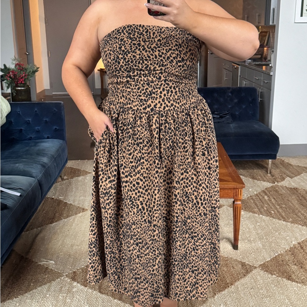 Leopard Print Strapless Dress